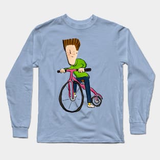 Cool Looking Boy Riding Bicycle Long Sleeve T-Shirt